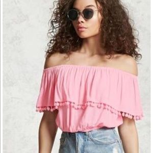 Pink Pom Pom Crop Top